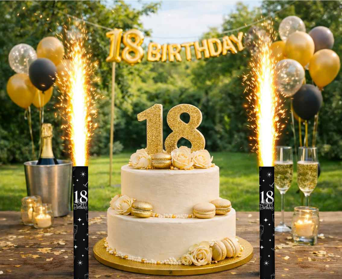 Party fountain "18" Birthday 12 cm/ 1 pc., black